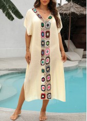 Beige Color Patchwork Detail Cover Up