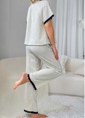 White Short Sleeve Lounge Top and Pants | thumb picture 