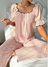 Light Pink Short Sleeve Lounge Top and Pants