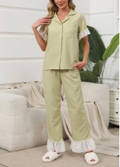 Light Green Short Sleeve Lounge Top and Pants
