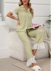 Light Green Short Sleeve Lounge Top and Pants | thumb picture 