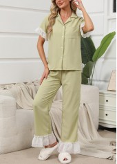 Light Green Short Sleeve Lounge Top and Pants | thumb picture 