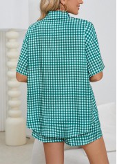 Mint Green Plaid Half Sleeve Lounge Top and Shorts | thumb picture 
