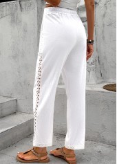 White Elastic Waist High Waisted Pants | thumb picture 