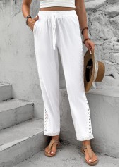 White Elastic Waist High Waisted Pants | thumb picture 