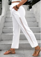 White Elastic Waist High Waisted Pants | thumb picture 
