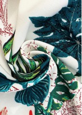 Blackish Green Plants Print Wide Leg Elastic Waist Pants | thumb picture 