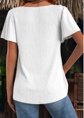 Raw White Patchwork Short Sleeve Square Neck T Shirt | thumb picture 