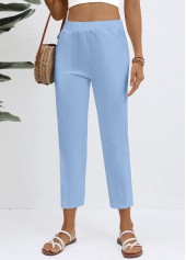 Light Blue Elastic Waist High Waisted Pants | thumb picture 