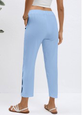 Light Blue Elastic Waist High Waisted Pants | thumb picture 
