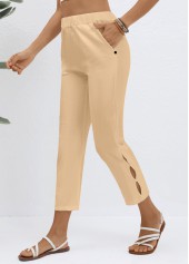 Light Coffee Elastic Waist High Waisted Pants | thumb picture 
