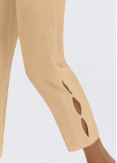 Light Coffee Elastic Waist High Waisted Pants | thumb picture 