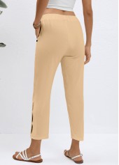 Light Coffee Elastic Waist High Waisted Pants | thumb picture 