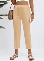 Light Coffee Elastic Waist High Waisted Pants | thumb picture 
