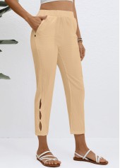 Light Coffee Elastic Waist High Waisted Pants | thumb picture 