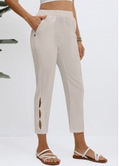 Grey Elastic Waist High Waisted Pants | thumb picture 