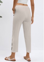 Grey Elastic Waist High Waisted Pants | thumb picture 