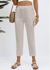 Grey Elastic Waist High Waisted Pants | thumb picture 