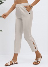Grey Elastic Waist High Waisted Pants | thumb picture 