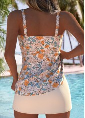 Mid Waisted Floral Print Beige Tankini Set | thumb picture 
