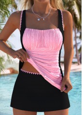 Jacquard Mid Waisted Light Pink Tankini Set
