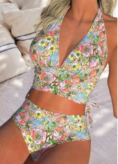 Two Piece Mid Waisted Random Floral Print Bikini Set