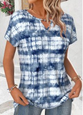 Dusty Blue Cut Out Tie Dye Print T Shirt | thumb picture 