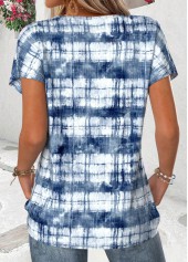 Dusty Blue Cut Out Tie Dye Print T Shirt | thumb picture 
