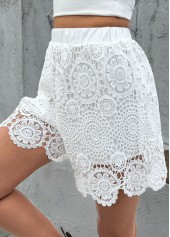 White Straight Leg Elastic Waist High Waisted Shorts | thumb picture 