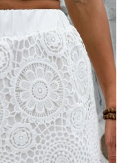 White Straight Leg Elastic Waist High Waisted Shorts | thumb picture 