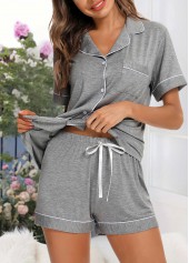 Light Grey Short Sleeve Lounge Top and Shorts