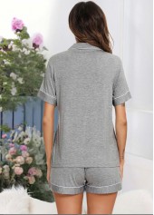 Light Grey Short Sleeve Lounge Top and Shorts | thumb picture 