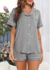 Light Grey Short Sleeve Lounge Top and Shorts | thumb picture 