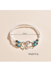 White Heart Beaded Alloy Layered Anklet | thumb picture 