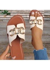 White Color Open Toe Falt Sliders