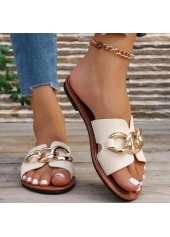 White Color Open Toe Falt Sliders | thumb picture 