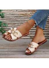 White Color Open Toe Falt Sliders | thumb picture 