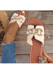 White Color Open Toe Falt Sliders | thumb picture 