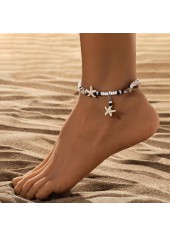 Beige Shell Polyresin Beaded Derail Anklet