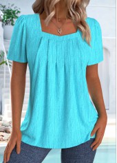 Cyan Short Sleeve Square Neck T Shirt | thumb picture 