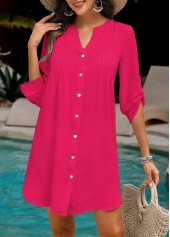 Hot Pink Color Button Cover Up | thumb picture 