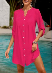 Hot Pink Color Button Cover Up