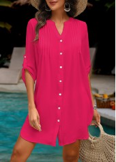 Hot Pink Color Button Cover Up | thumb picture 