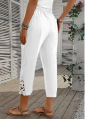 White Straight Leg Elastic Waist High Waisted Pants | thumb picture 