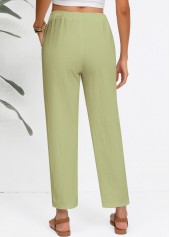 Sage Green Straight Leg Elastic Waist High Waisted Pants | thumb picture 