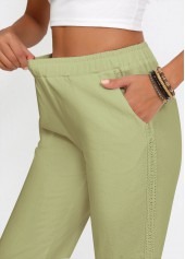 Sage Green Straight Leg Elastic Waist High Waisted Pants | thumb picture 