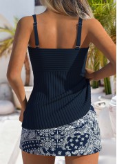 Contrast Binding Mid Waisted Paisley Print Navy Tankini Set | thumb picture 