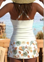 Criss Cross Mid Waisted Marine Life Print Tankini Set | thumb picture 