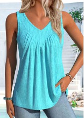 Cyan Sleeveless V Neck Tank Top | thumb picture 