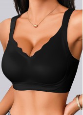 Black Push Up V Neck Bra